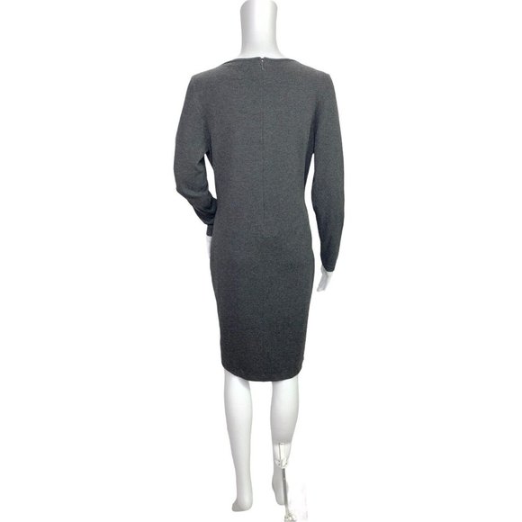 E3 Etcetera Wool Colorblock Gray Blue Long Sleeve Sheath Dress Large 10 12 - Picture 6 of 7